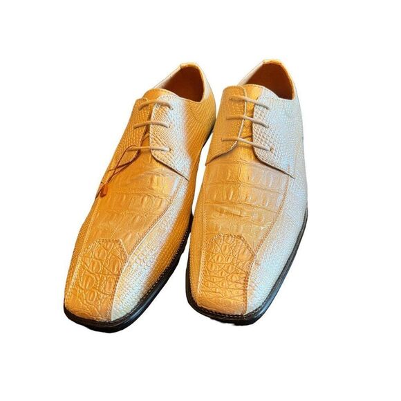 Bolano Men\'s Formal Tuxedo Off White Pearl‎ Shoes 8